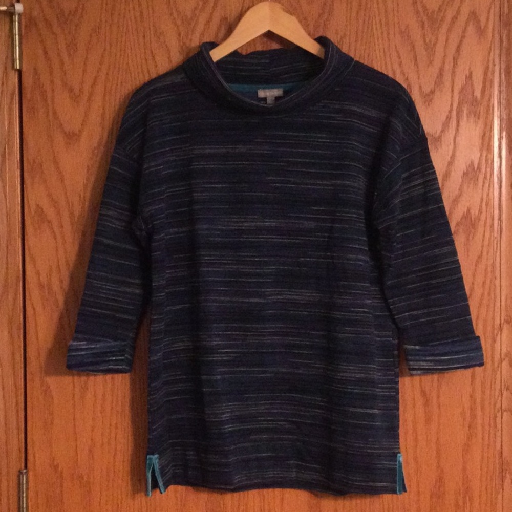 T by Talbots Wide Turtleneck 3/4 Sleeve Cotton Blend Top